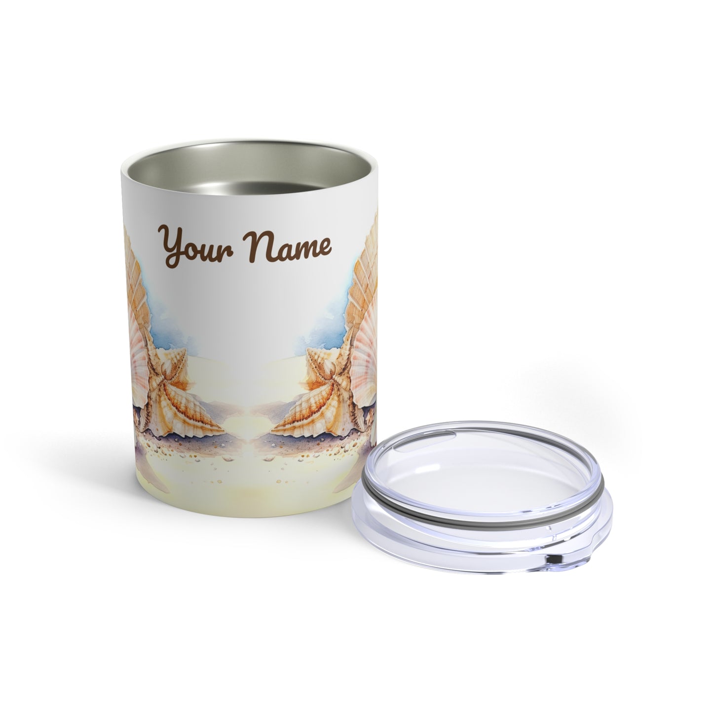 Serene Seashells Watercolor Art · Personalize It! Your Name, Font and Color | Small Tumbler