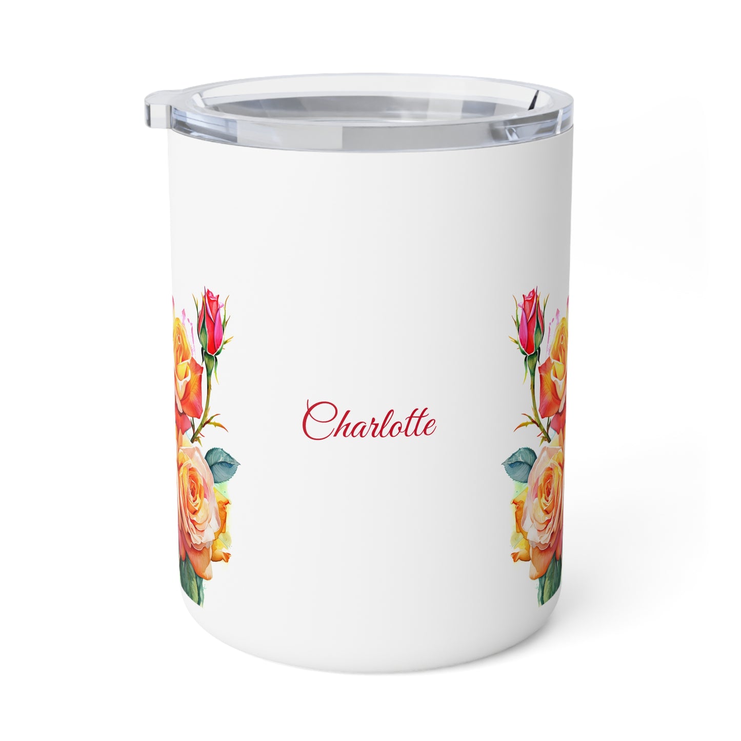 Roses Pink and Yellow: Personalize It! Your Name in Your Font Color | Insulated Coffee Mug