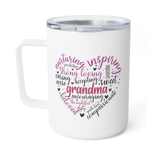 Heart of Words About Grandma, Insulated Coffee Mug