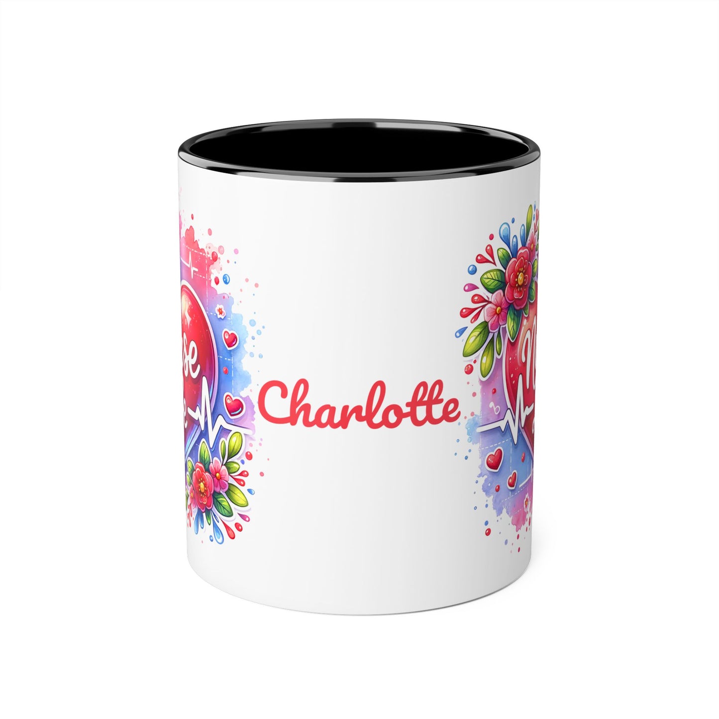 Nurse Life · Personalize It! Your Name | Accent Mug (Small) (Black/Blue/Light Green/Pink/Red/Yellow).