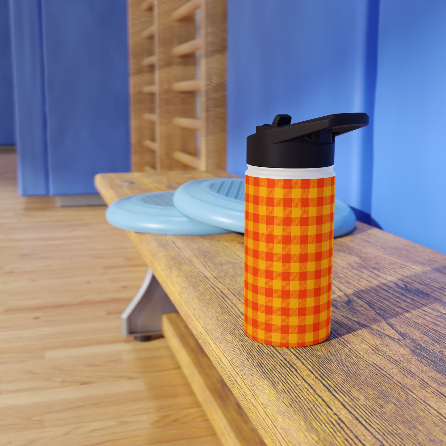 Orange Checks | Stainless Steel Water Bottle Standard Lid (Small/Medium)