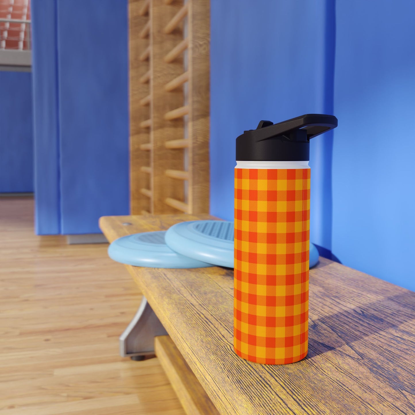 Orange Checks | Stainless Steel Water Bottle Standard Lid (Small/Medium)