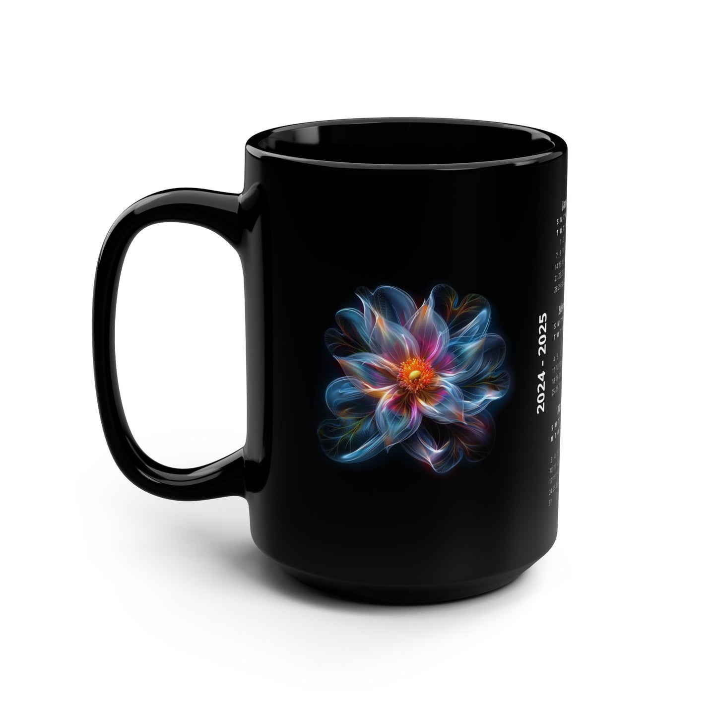 Temps Noir · Calendar Mugs: 2-Year Calendar 2024 to 2025 | Black Mug (Medium)