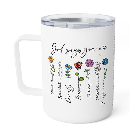 God Says You Are (Flowers), 2 Year Calendar 2024 to 2025, Insulated Coffee Mug