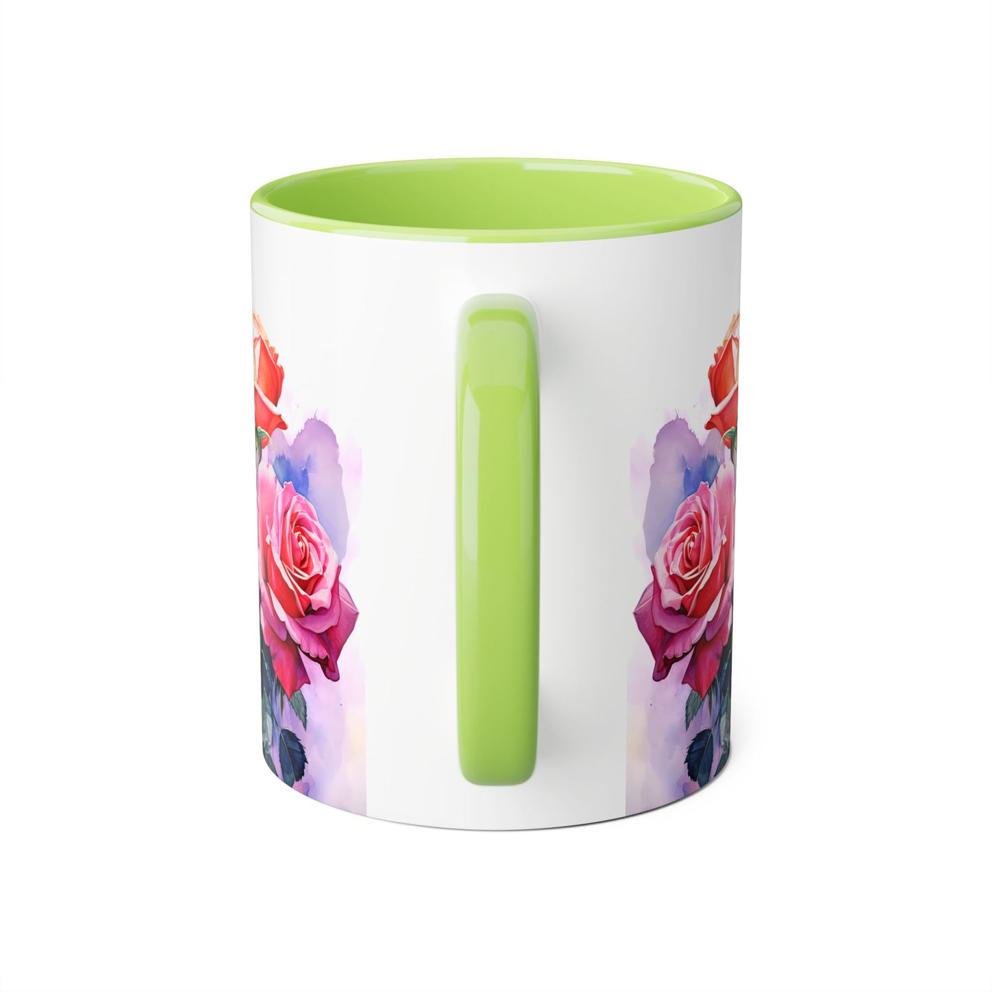 Roses Pink and Yellow · Personalize It! Your Name, Font and Color | Accent Mug (Small) (Light Green/Pink/Red/Yellow).