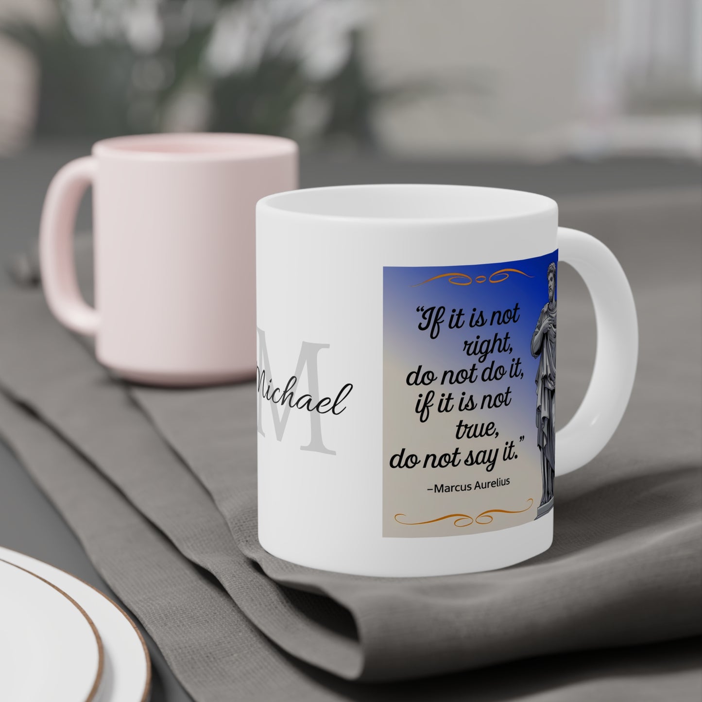 Stoicism Right and True: Personalize It! Your Name | Ceramic Mug (Large)