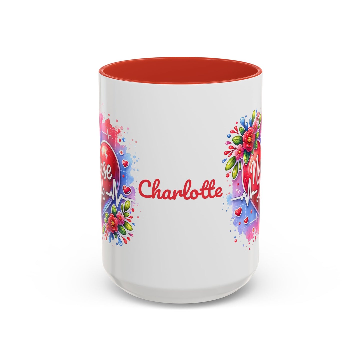 Nurse Life · Personalize It! Your Name | Accent Mug (Medium) (Red)