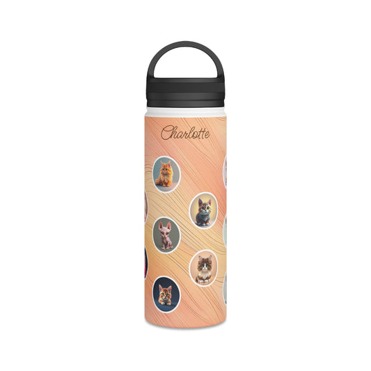 Catmosphere en Pêche: Personalize It! Your Name | Stainless Steel Water Bottle Handle Lid (Medium)