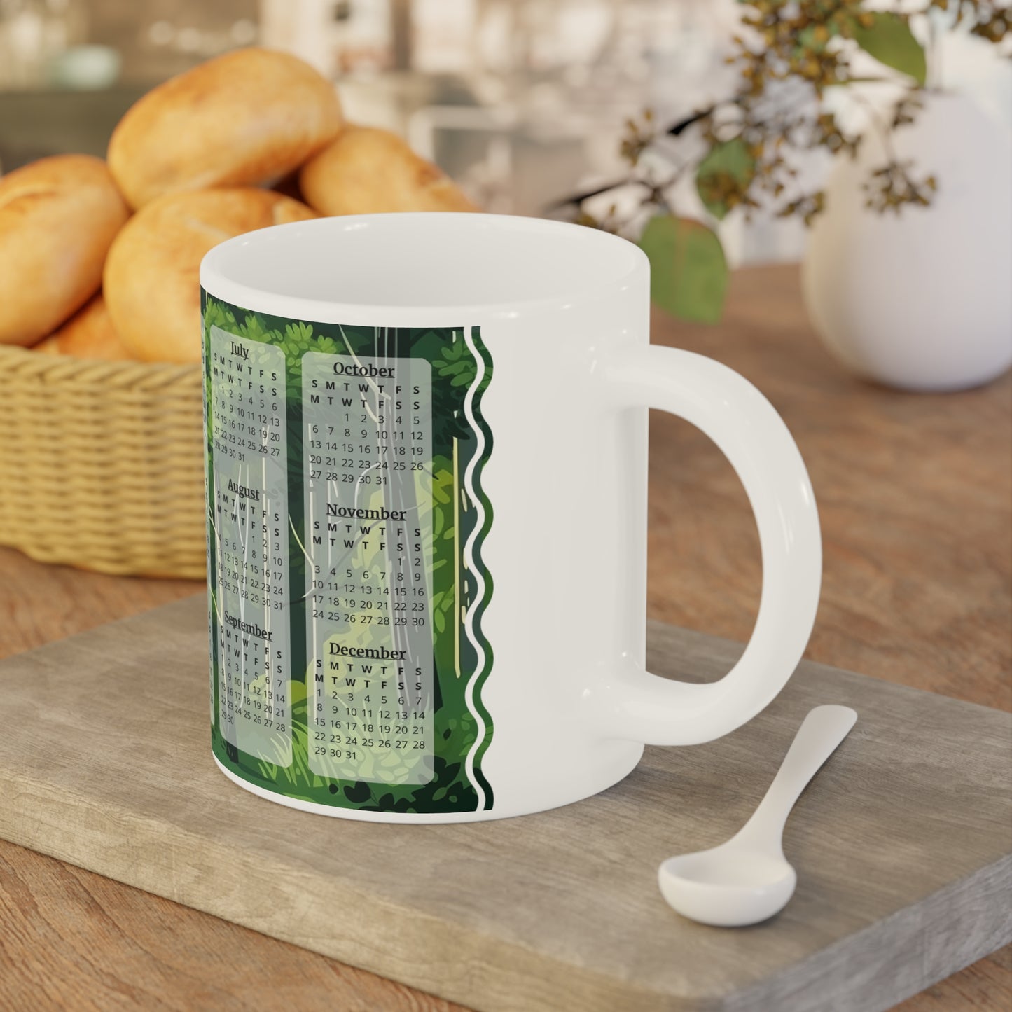 Serenity Forest Wisdom · Calendar Mugs: 2-Year Calendar 2024 to 2025 | Ceramic Mug (Large).