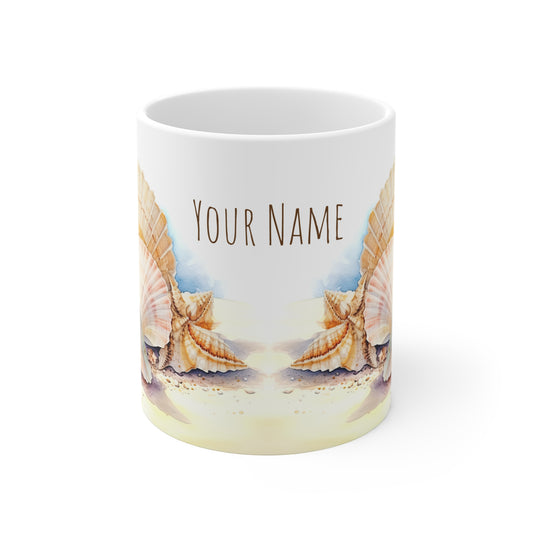 Seashells, Personalize It! Your Name Your Font, Ceramic Mug (Small)