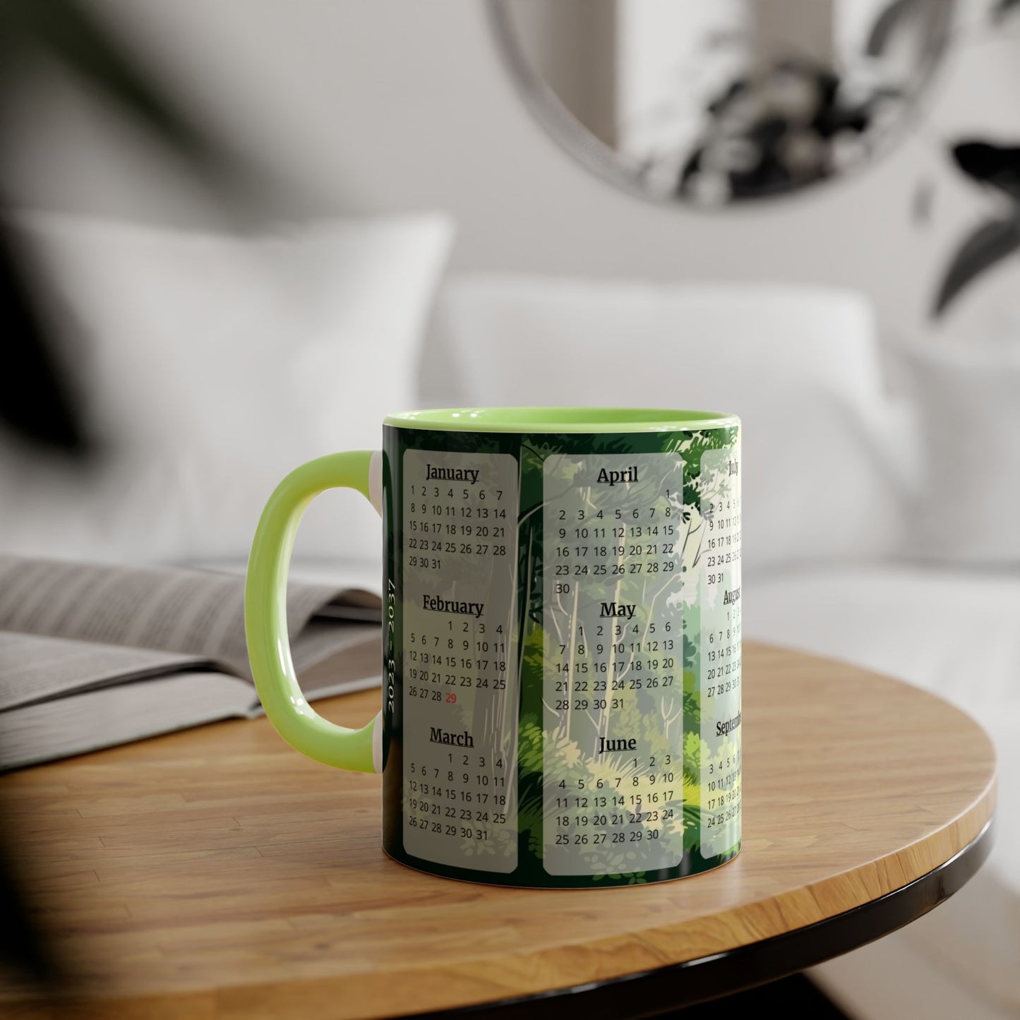 Green Forest, 15 Year Calendar 2023 to 2037, Accent Mug (Small) (Light Green)