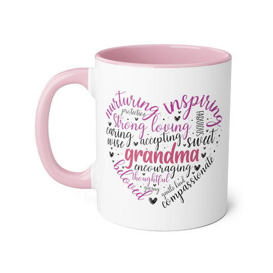 Heart of Words About Grandma, Accent Mug (Small) (Pink)