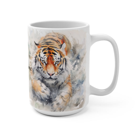 Twin Mystic Tigers · Personalize It! Your Name and Font | Ceramic Mug (Medium)