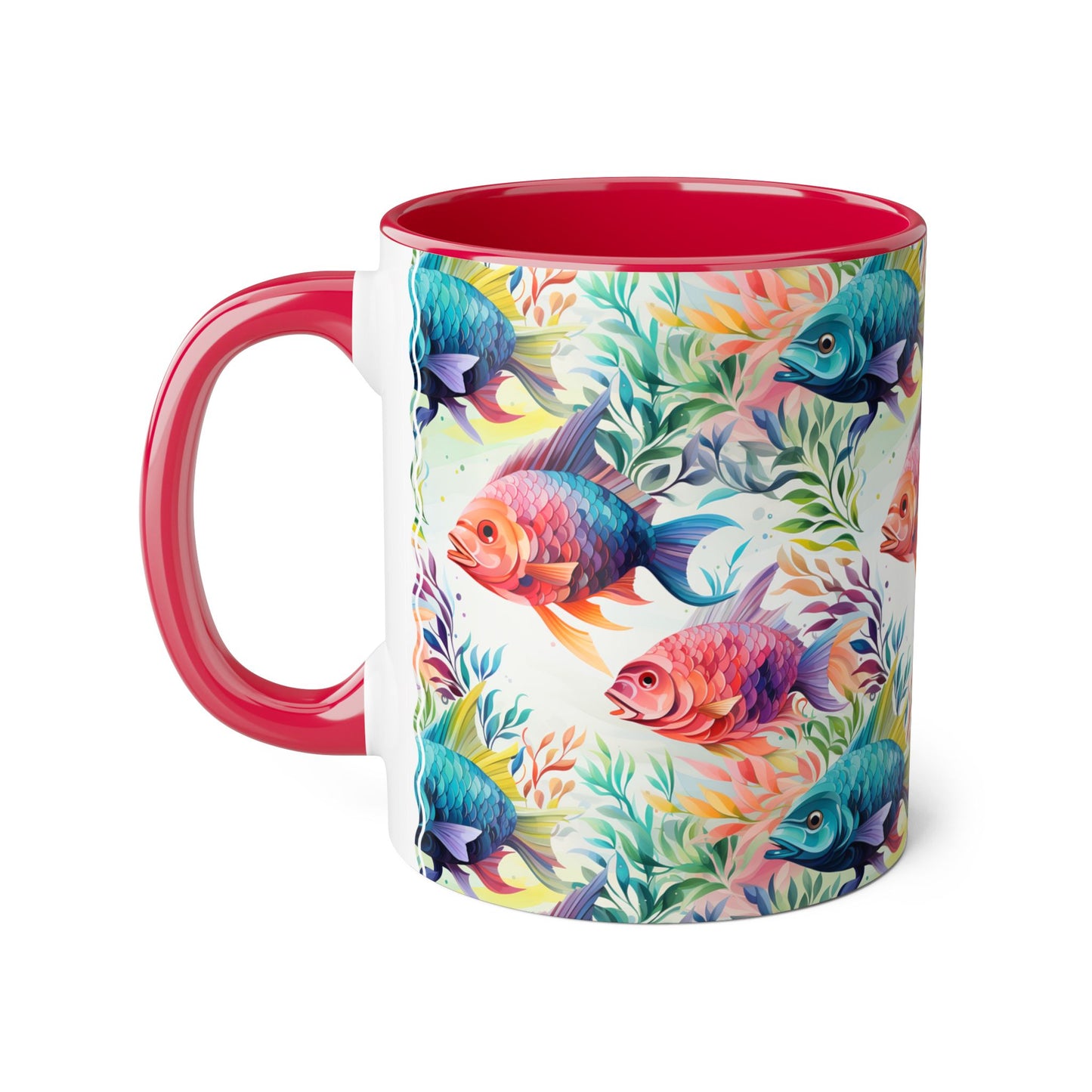 Fish Garden | Accent Mug (Small) (Light Green/Red/Yellow).