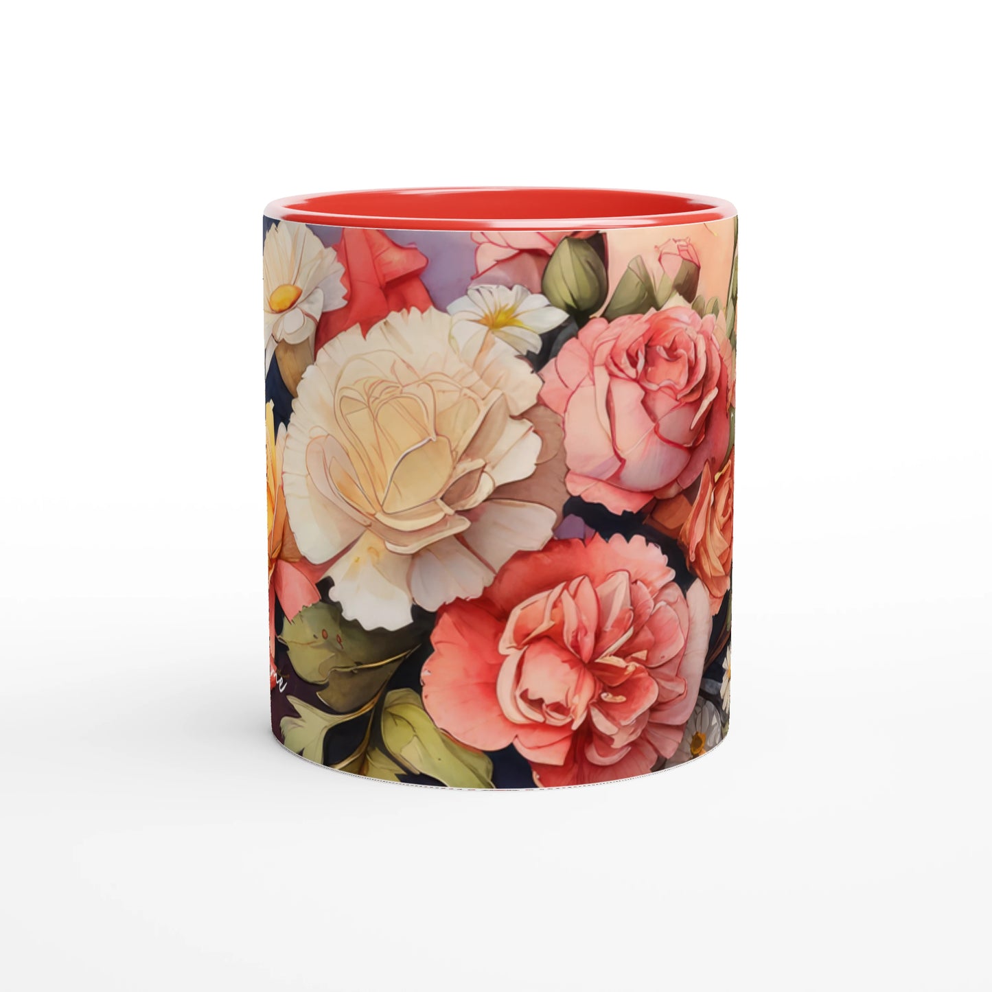 Carnation Cascade · Personalize It! Your..Name | Accent Mug (Small) (Pink/Red)*