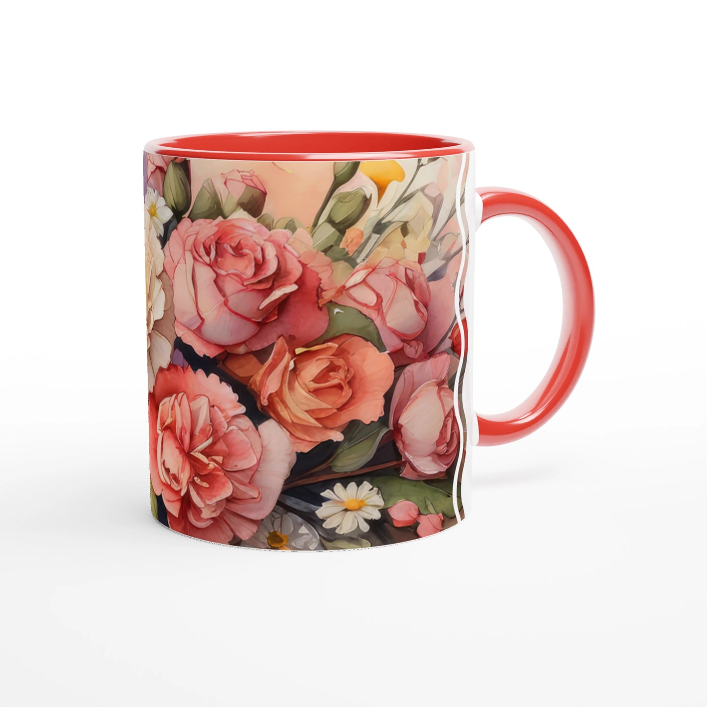 Carnation Cascade · Personalize It! Your..Name | Accent Mug (Small) (Pink/Red)*