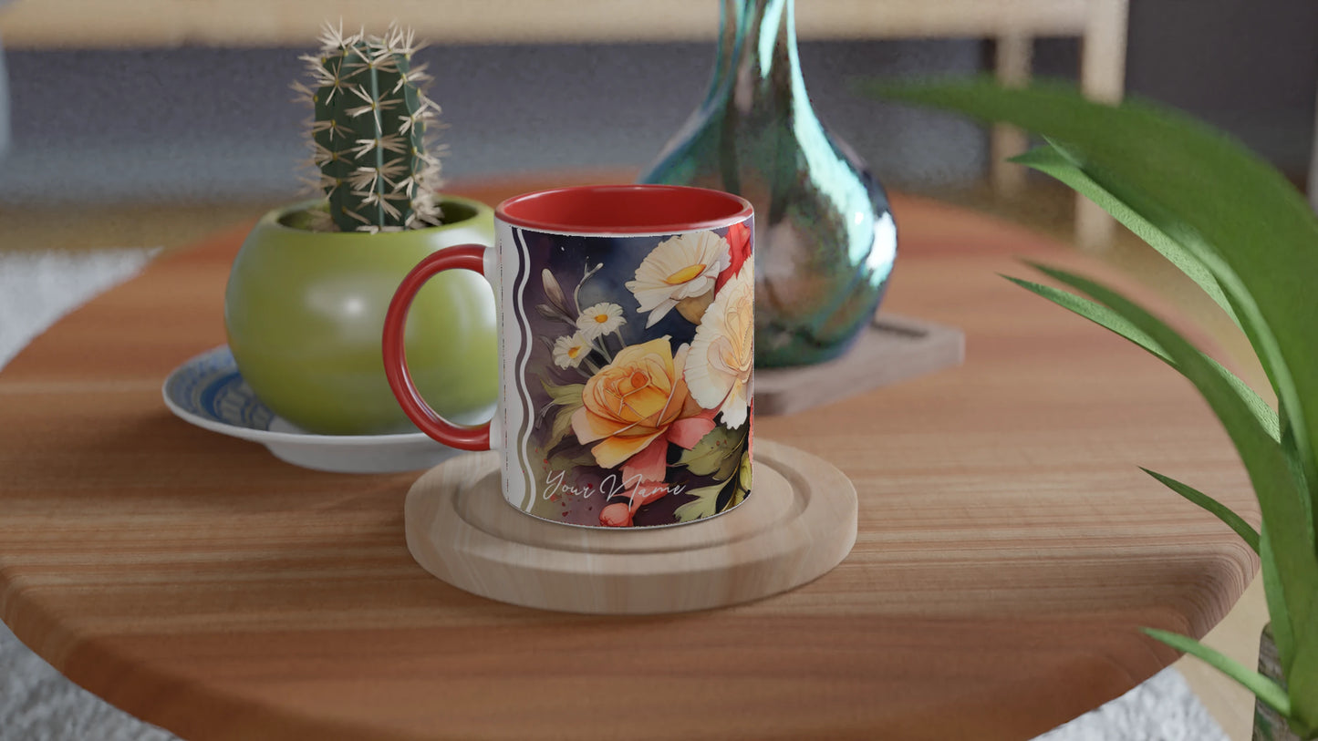 Carnation Cascade · Personalize It! Your..Name | Accent Mug (Small) (Pink/Red)*